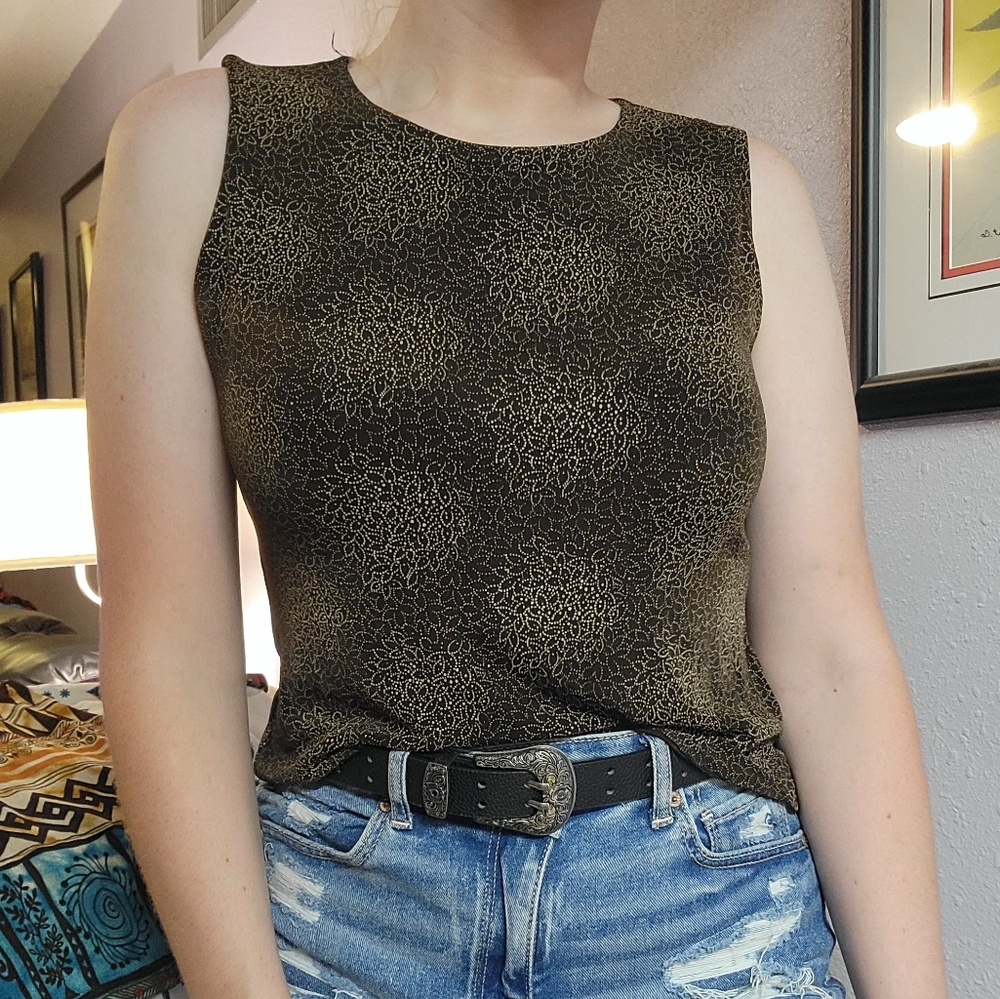 Brown Patterned Tank Top